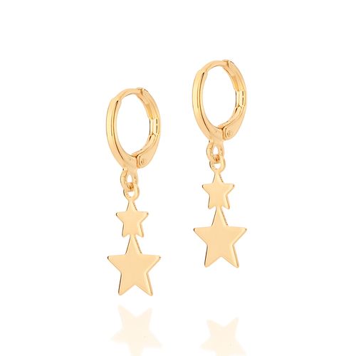 BRINCO ARGOLA COM ESTRELAS BANHADO A OURO 18K