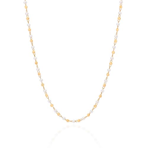 GARGANTILHA BANHADA A OURO 18K COM PÉROLAS SINTETICAS E ESFERAS