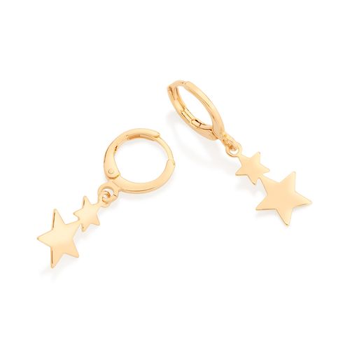 BRINCO ARGOLA COM ESTRELAS BANHADO A OURO 18K