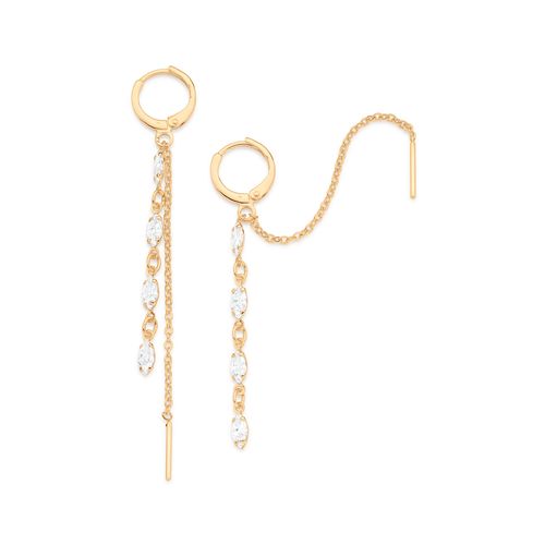 BRINCO ARGOLA VERSÁTIL BANHADO A OURO 18K COM ZIRCÔNIAS