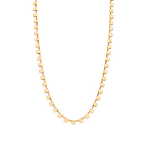 GARGANTILHA COM MEDALHAS QUADRADAS BANHADA A OURO 18K