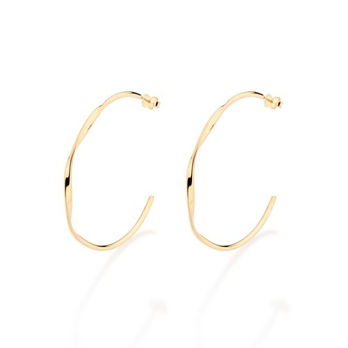 BRINCO MEIA ARGOLA TORCIDA BANHADA A OURO 18K