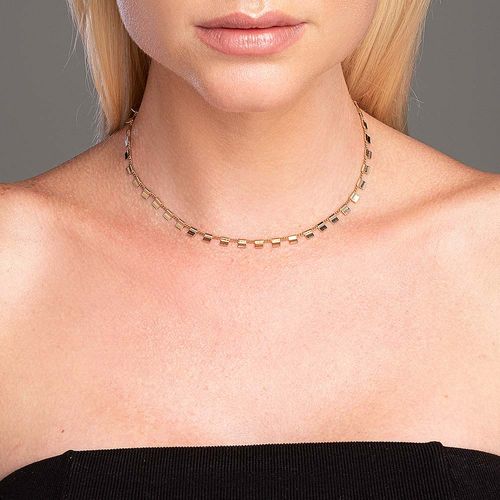 GARGANTILHA COM MEDALHAS QUADRADAS BANHADA A OURO 18K