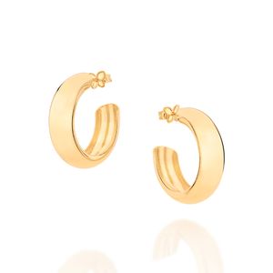 BRINCO MEIA ARGOLA ABAULADA BANHADO A OURO 18K