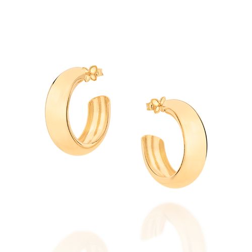 BRINCO MEIA ARGOLA ABAULADA BANHADO A OURO 18K