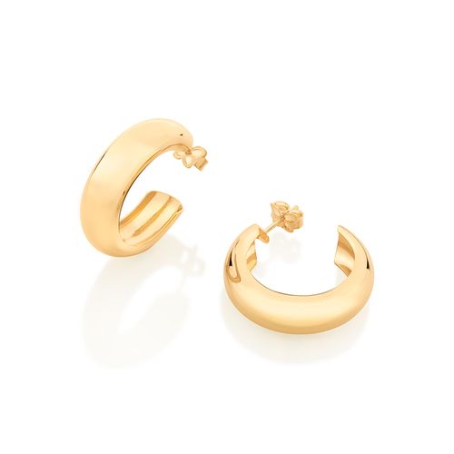 BRINCO MEIA ARGOLA ABAULADA BANHADO A OURO 18K