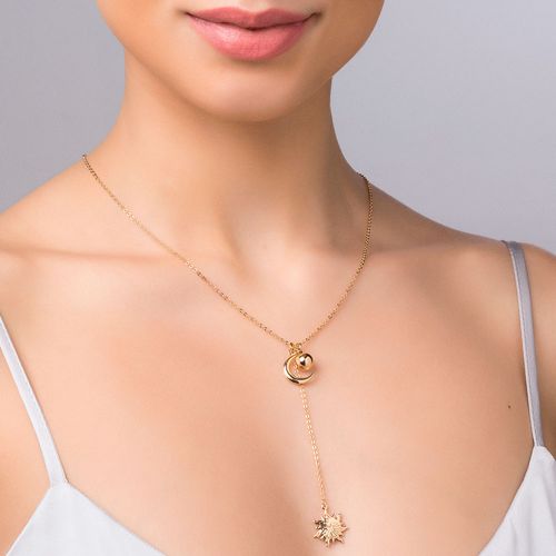 GARGANTILHA GRAVATA SOL E LUA BANHADA A OURO 18K