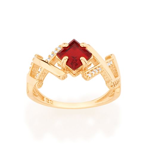 ANEL BANHADO A OURO 18K COM ZIRCÔNIAS E CRISTAL