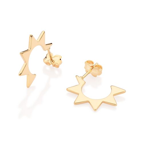 BRINCO MEIA ARGOLA SOL BANHADO A OURO 18K