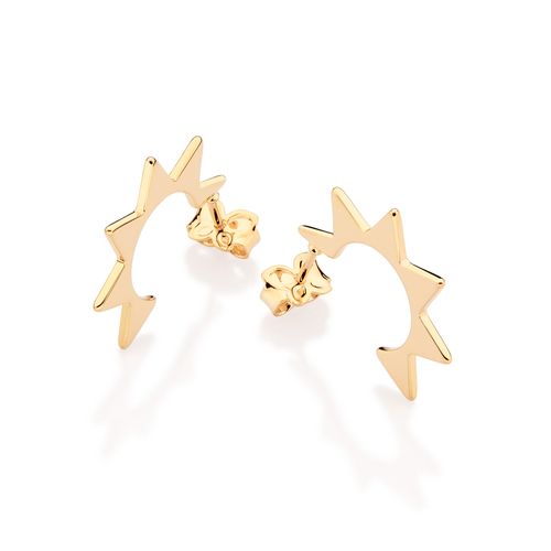 BRINCO MEIA ARGOLA SOL BANHADO A OURO 18K