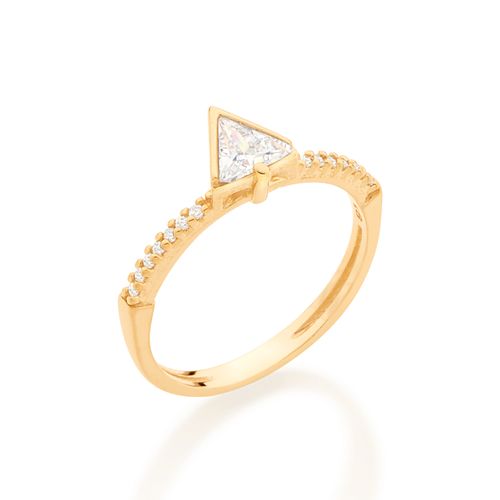 ANEL SOLITÁRIO BANHADO A OURO 18K COM ZIRCÔNIAS