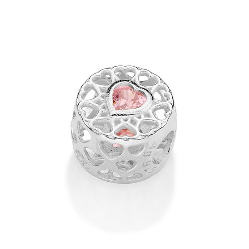 BERLOQUE PASSANTE CORAÇÕES DE PRATA MACIÇA 925 COM ZIRCÔNIAS