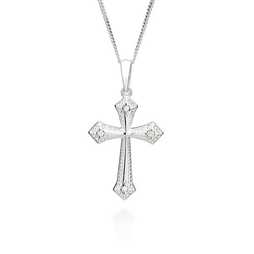 MAXI PINGENTE CRUZ DE PRATA MACIÇA 925 COM ZIRCÔNIAS