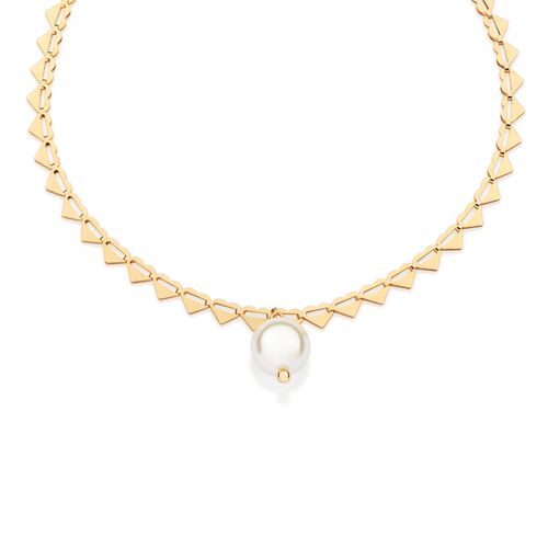 GARGANTILHA CORAÇÃO BANHADA A OURO 18K COM PÉROLA SINTÉTICA