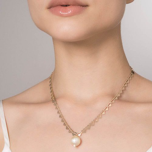 GARGANTILHA CORAÇÃO BANHADA A OURO 18K COM PÉROLA SINTÉTICA