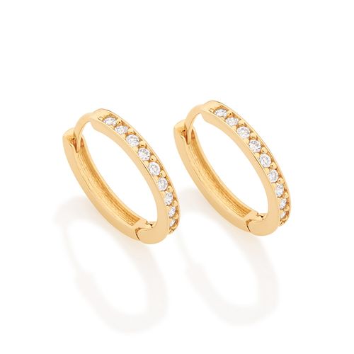 BRINCO BANHADO A OURO 18K ARGOLA COM ZIRCÔNIAS