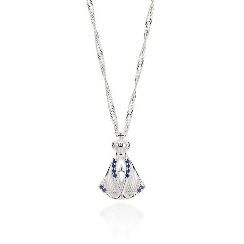 PINGENTE NOSSA SENHORA APARECIDA DE PRATA 925 COM ZIRCÔNIAS