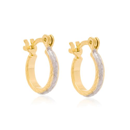 BRINCO ARGOLA BANHADO A OURO 18K COM APLICAÇÃO DE RHODIUM