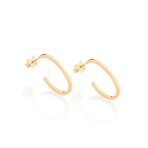 BRINCO MEIA ARGOLA OVAL BANHADO A OURO 18K