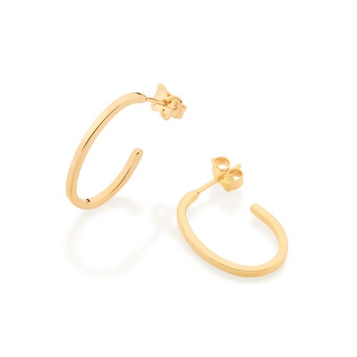 BRINCO MEIA ARGOLA OVAL BANHADO A OURO 18K