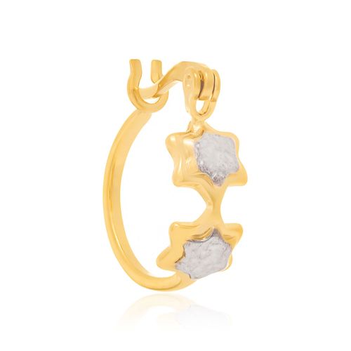 BRINCO ARGOLA ESTRELAS BANHADO A OURO 18K COM APLICAÇÃO DE RHODIUM