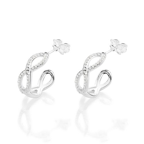 BRINCO ARGOLA INFINITO CRAVEJADO COM ZIRCÔNIAS DE PRATA MACIÇA 925