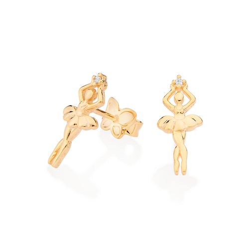 BRINCO BAILARINA BANHADO A OURO 18K COM ZIRCÔNIAS