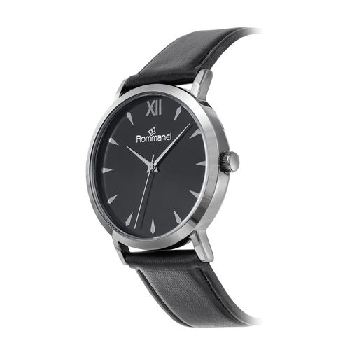 RELÓGIO ANALÓGICO SOCIAL GRAFITE COM PULSEIRA DE COURO SINTÉTICO