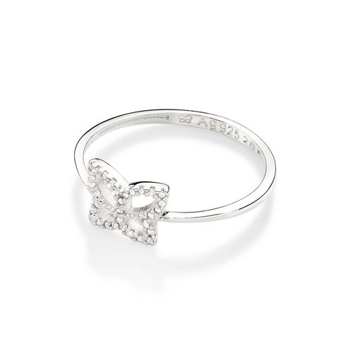 ANEL SKINNY BORBOLETA DE PRATA 925 COM ZIRCÔNIAS