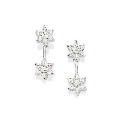 BRINCO FLORES DE PRATA MACIÇA 925 COM ZIRCÔNIAS