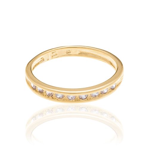 MEIA ALIANÇA BANHADA A OURO 18K COM ZIRCÔNIAS