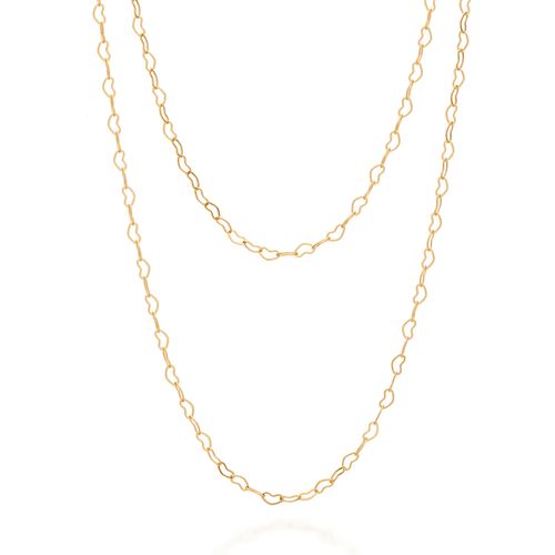 GARGANTILHA DUPLA CORAÇÕES BANHADA A OURO 18K