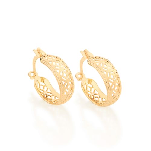 BRINCO ARGOLA VAZADA BANHADO A OURO 18K