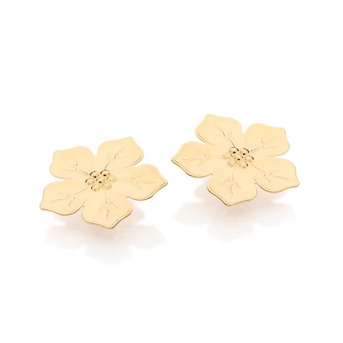 BRINCO BOTÃO FLOR BANHADO A OURO 18K