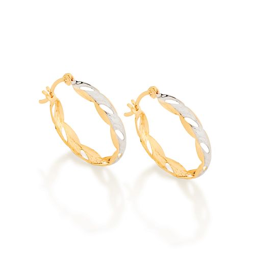 BRINCO ARGOLA BANHADO A OURO 18K COM APLICAÇÃO DE RHODIUM