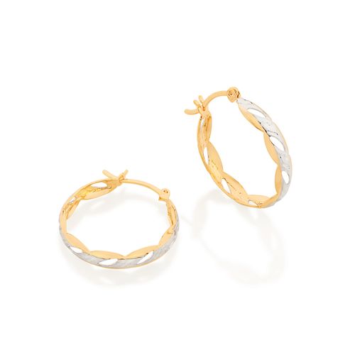 BRINCO ARGOLA BANHADO A OURO 18K COM APLICAÇÃO DE RHODIUM