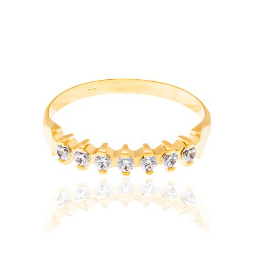 MEIA ALIANÇA BANHADA A OURO 18K COM ZIRCÔNIAS