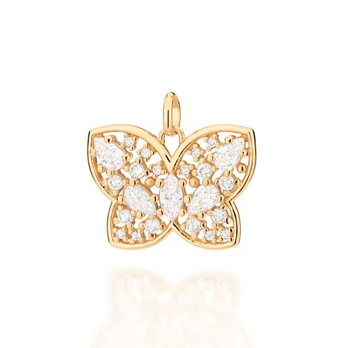 PINGENTE BORBOLETA BANHADO A OURO 18K COM ZIRCÔNIAS