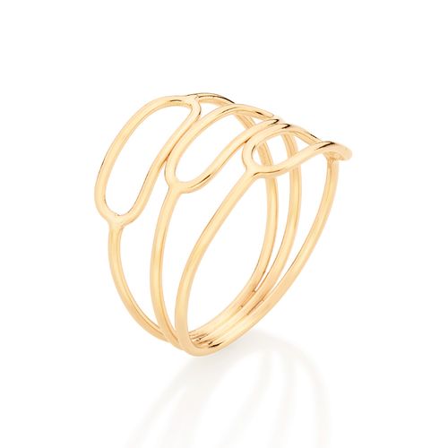 ANEL ARO TRIPLO OVAL BANHADO A OURO 18K