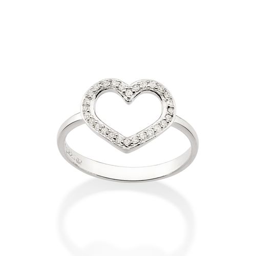 ANEL SKINNY CORAÇÃO DE PRATA 925 COM ZIRCÔNIAS