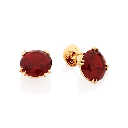 BRINCO BOTÃO BANHADO A OURO 18K COM CRISTAL