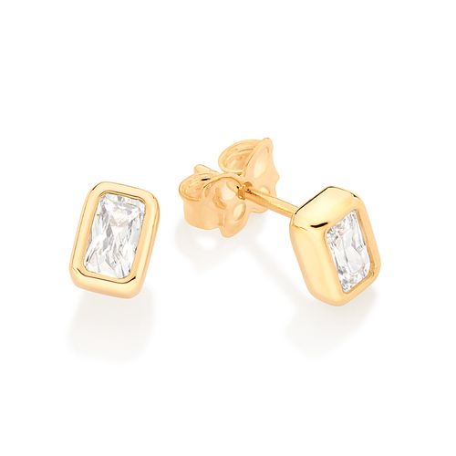 BRINCO SOLITÁRIO BANHADO A OURO 18K COM ZIRCÔNIAS