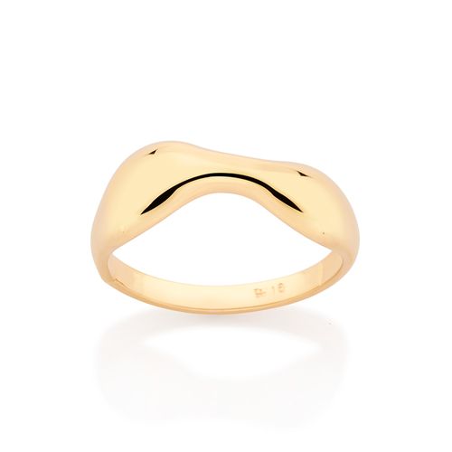 ANEL ONDULADO BANHADO A OURO 18K