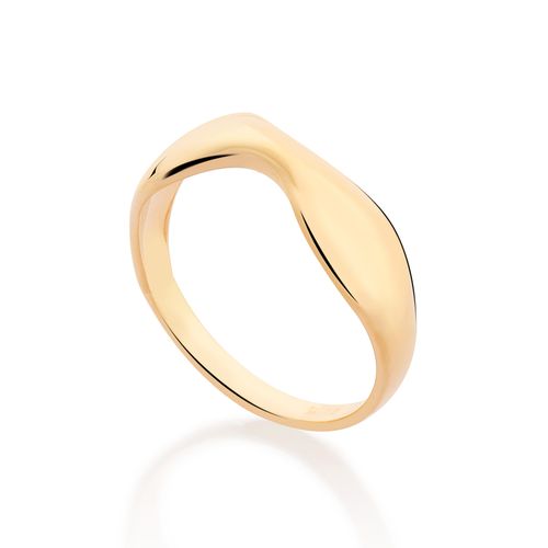 ANEL ONDULADO BANHADO A OURO 18K