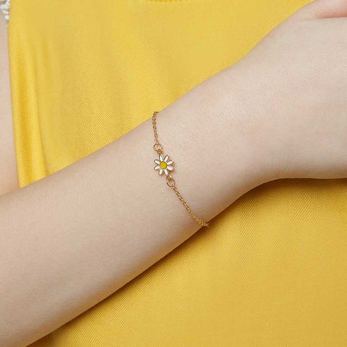 PULSEIRA MARGARIDA BANHADA A OURO 18K COM APLICAÇÃO DE RESINA