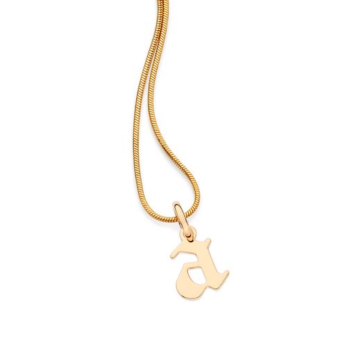 PINGENTE LETRA GÓTICA BANHADA A OURO 18K-LETRA A