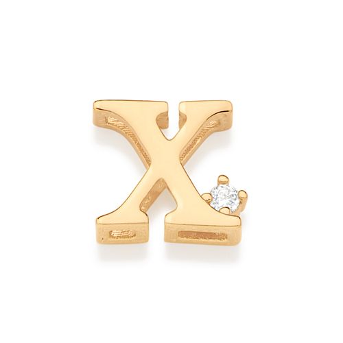 PINGENTE LETRA BANHADO A OURO 18K COM ZIRCÔNIA-LETRA X