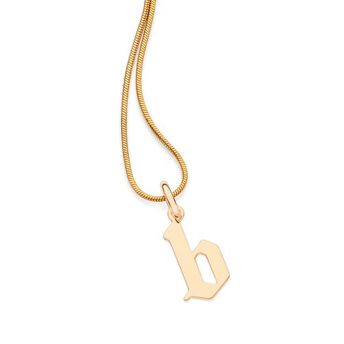 PINGENTE LETRA GÓTICA BANHADA A OURO 18K-LETRA B