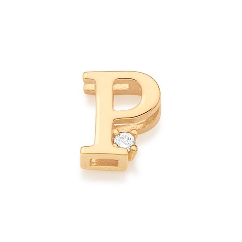 PINGENTE LETRA BANHADO A OURO 18K COM ZIRCÔNIA-LETRA P