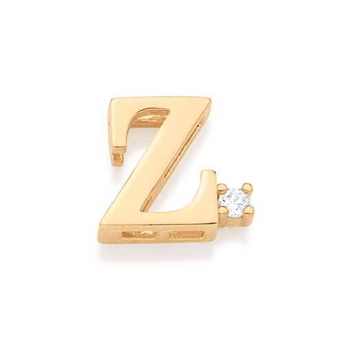 PINGENTE LETRA BANHADO A OURO 18K COM ZIRCÔNIA-LETRA Z